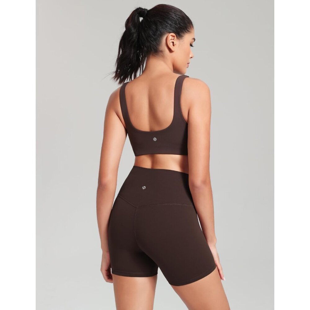 Womens U Back Sports Bra Nylon Lycra Medium Support Padded Yoga Workout - Picture 3 of 5